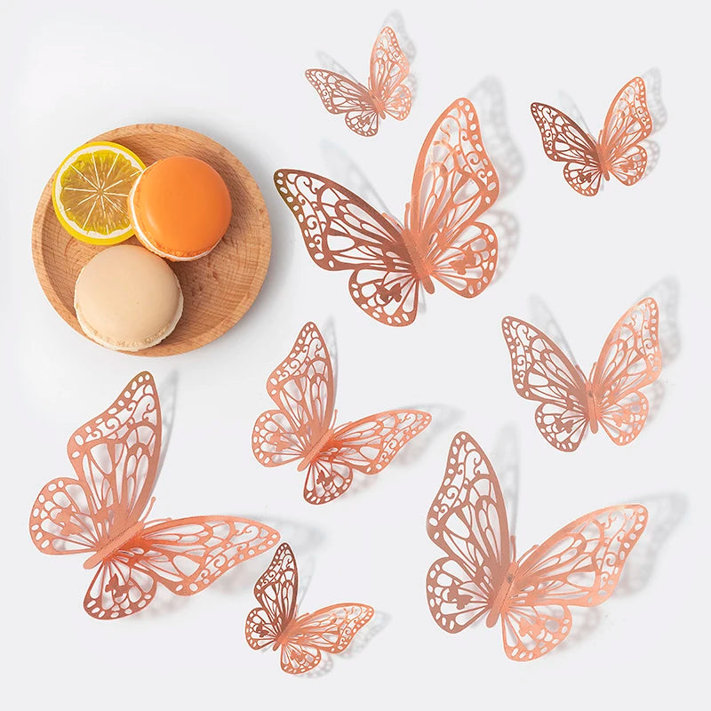 ELMAS 12pcs 3D Hollow Butterflies Wall Stickers DIY - Al Masam Stationery LLC