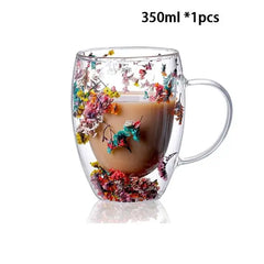 ELMAS Stylish Double Wall Glass Cups - Heat Resistant Set