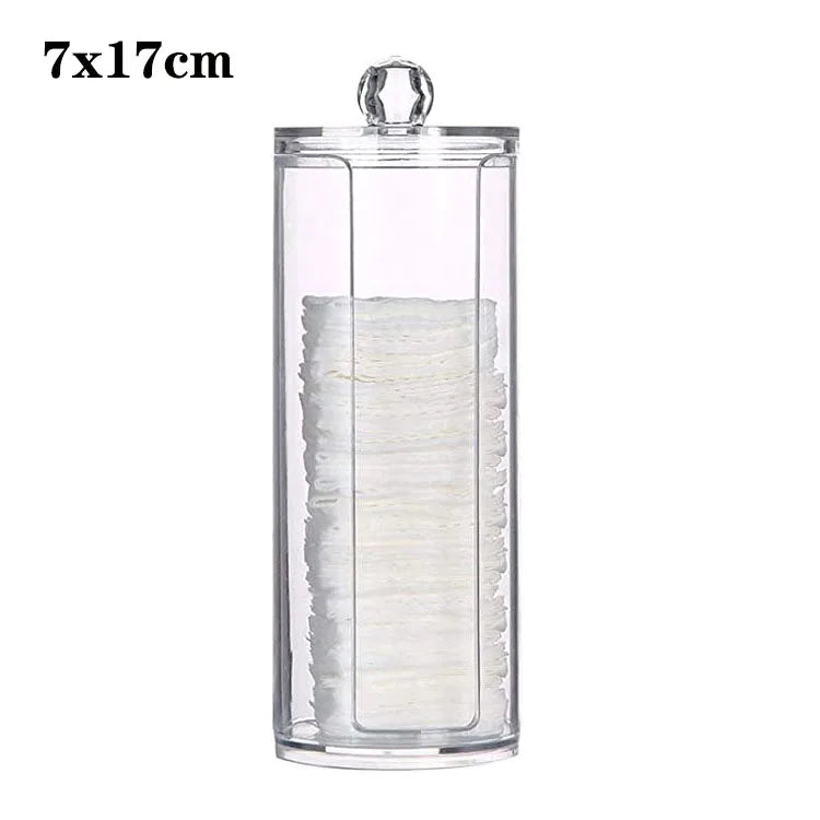 ELMAS Cotton Swab Organizer Bamboo Cover Acrylic Box - Al Masam Stationery LLC