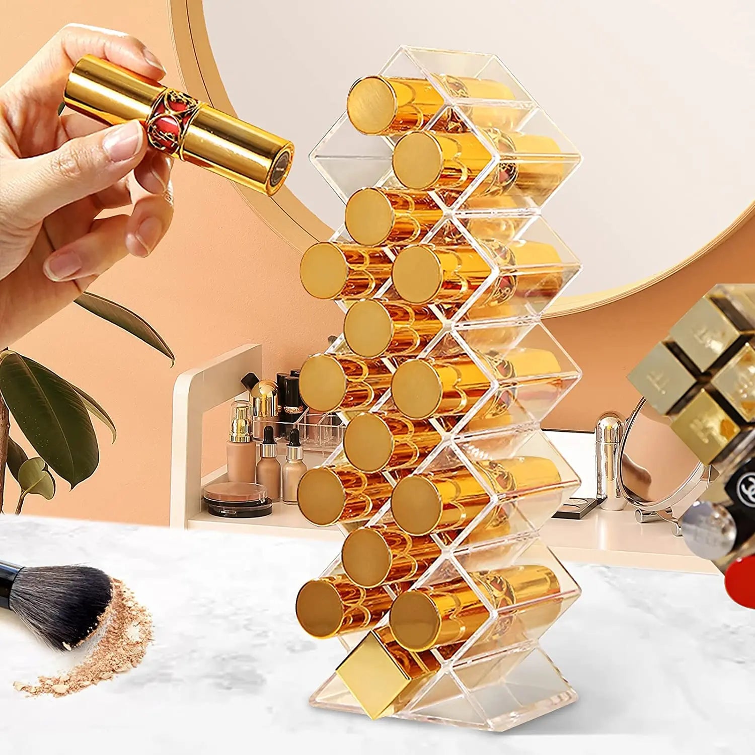 ELMAS 16 Grids Lipstick Storage Box Makeup Organizer - Al Masam Stationery LLC