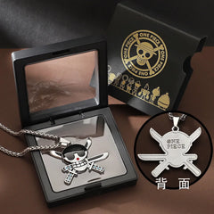 New anime One Piece Luffy necklace men and women straw hat Ace around metal pendant Luo logo sweater chain birthday gift