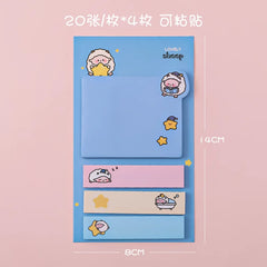 ELMAS Cute Kawaii Animal Sticky Notes & Memo Pad Set