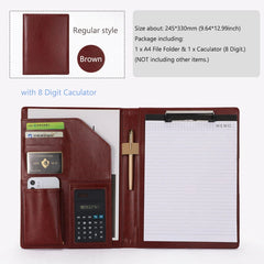 ELMAS Premium A4 Leather Padfolio & Clipboard Organizer