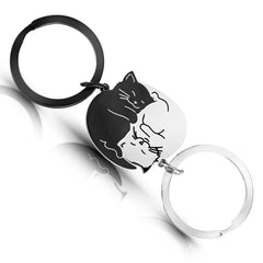 ELMAS Black Cat Couples Keychain - Love Puzzle Gift