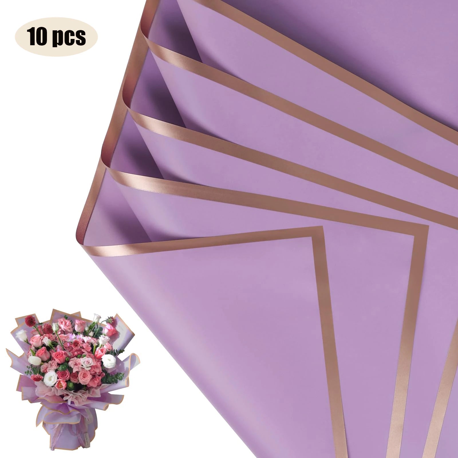 ELMAS Elegant Flower Wraps with Golden Edges - 10 Sheets - Al Masam Stationery LLC