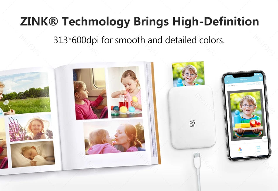 ELMAS Portable Bluetooth Mini Photo Printer for 2x3 Sticky Prints - Al Masam Stationery LLC