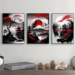 ELMAS Elegant Japanese Landscape Canvas Art Set