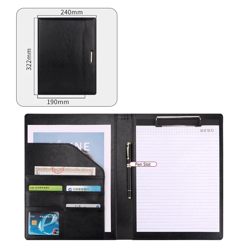 ELMAS Elegant Rose Gold Leather Padfolio & Clipboard Holder - Al Masam Stationery LLC