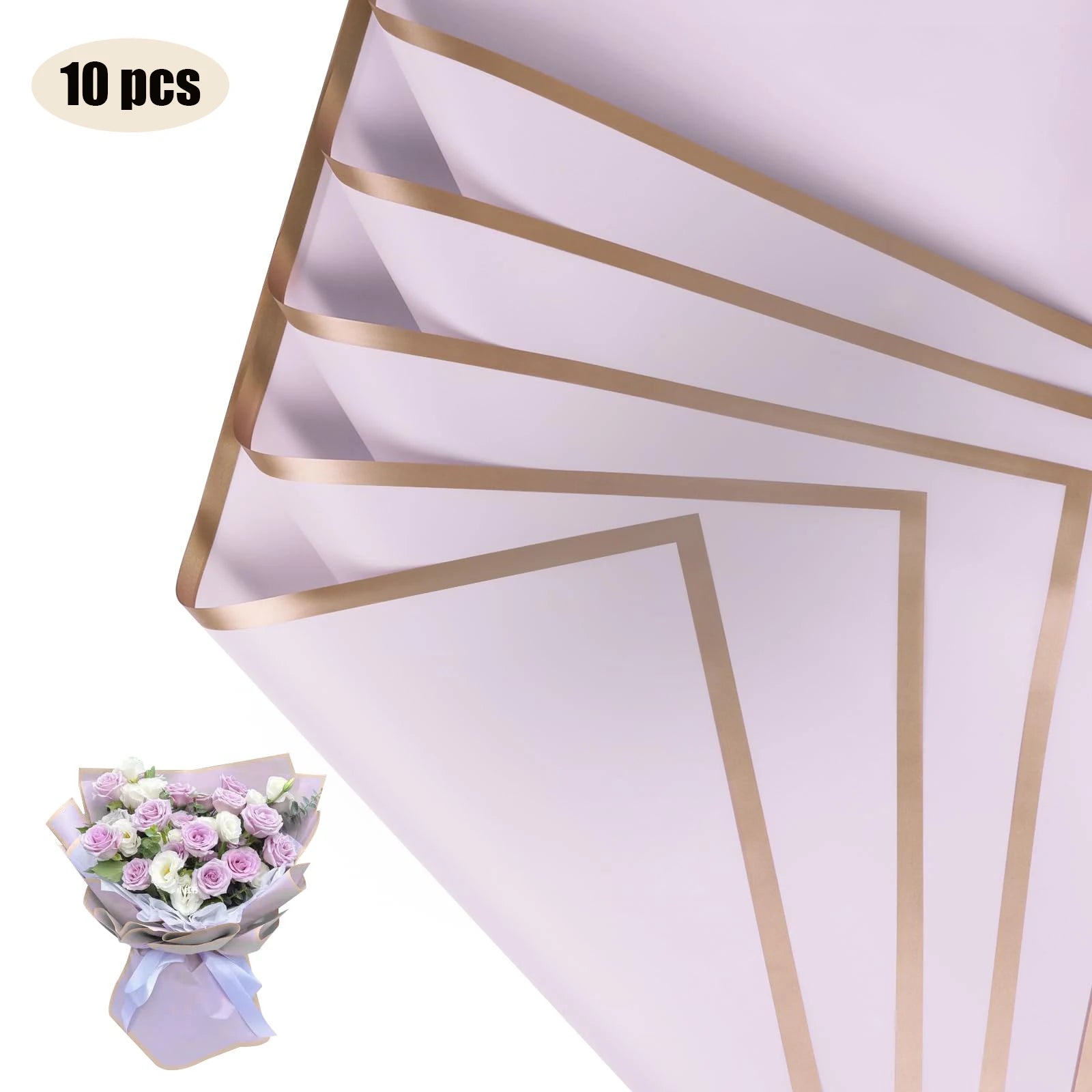 ELMAS Elegant Flower Wraps with Golden Edges - 10 Sheets - Al Masam Stationery LLC