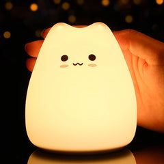 ELMAS Adorable Cat Night Light - 7-Color Touch Lamp