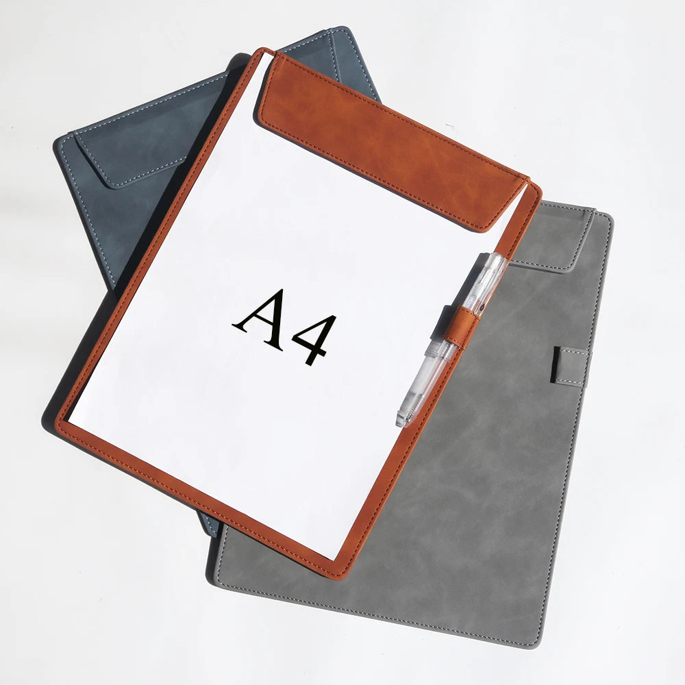 ELMAS Premium Leather A4 Clipboard Folder with Logo - Al Masam Stationery LLC