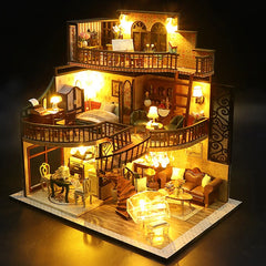 ELMAS Enchanting 3D Wooden Dollhouse Kit with Lights