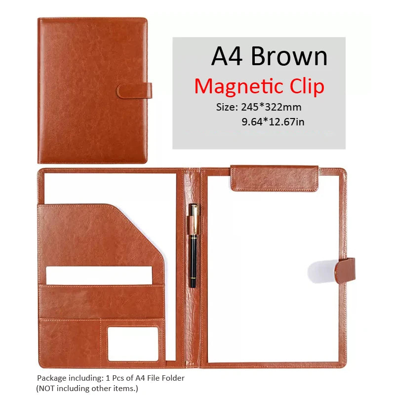 ELMAS Executive Black Leather Padfolio Organizer - Al Masam Stationery LLC