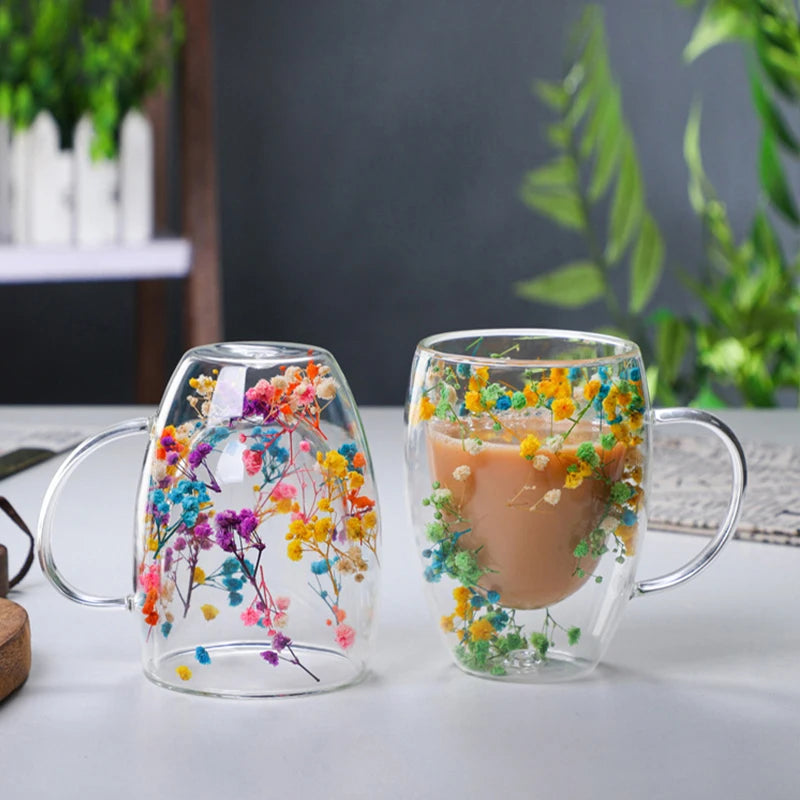 ELMAS Stylish Double Wall Glass Cups - Heat Resistant Set - Al Masam Stationery LLC