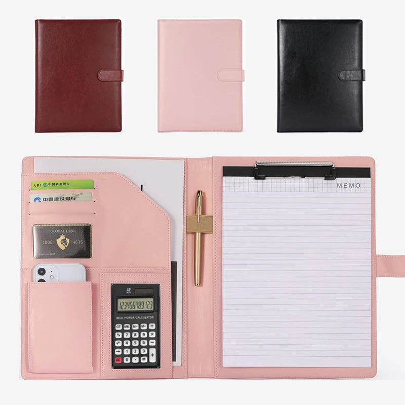 ELMAS Premium A4 Leather Padfolio & Clipboard Organizer - Al Masam Stationery LLC