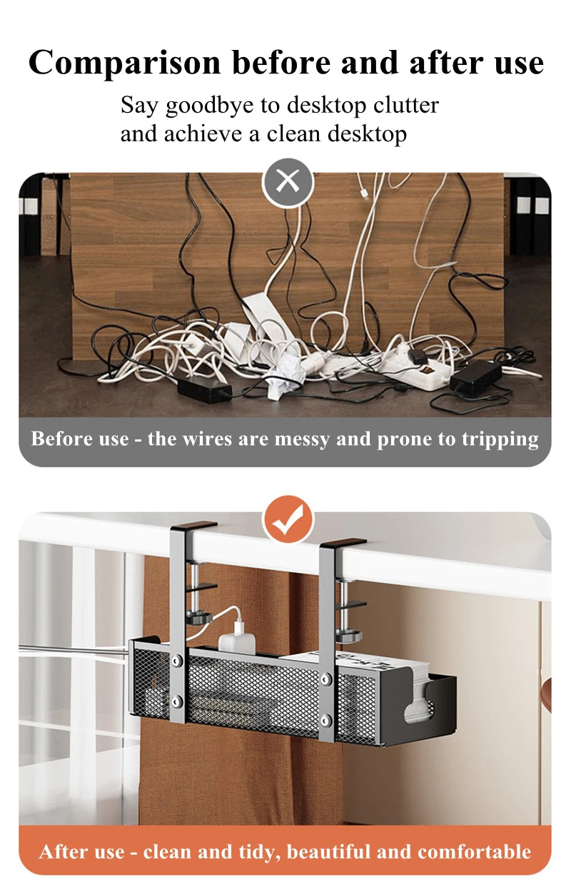 ELMAS No Drilling Under Desk Cable Management Tray - Al Masam Stationery LLC