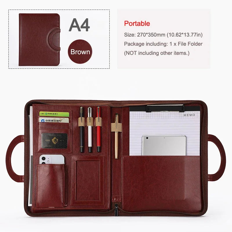 ELMAS Stylish A4 Leather Portfolio Organizer for Professionals - Al Masam Stationery LLC