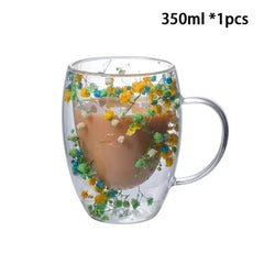 ELMAS Stylish Double Wall Glass Cups - Heat Resistant Set