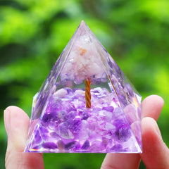 ELMAS Healing Amethyst Energy Pyramid for Balance