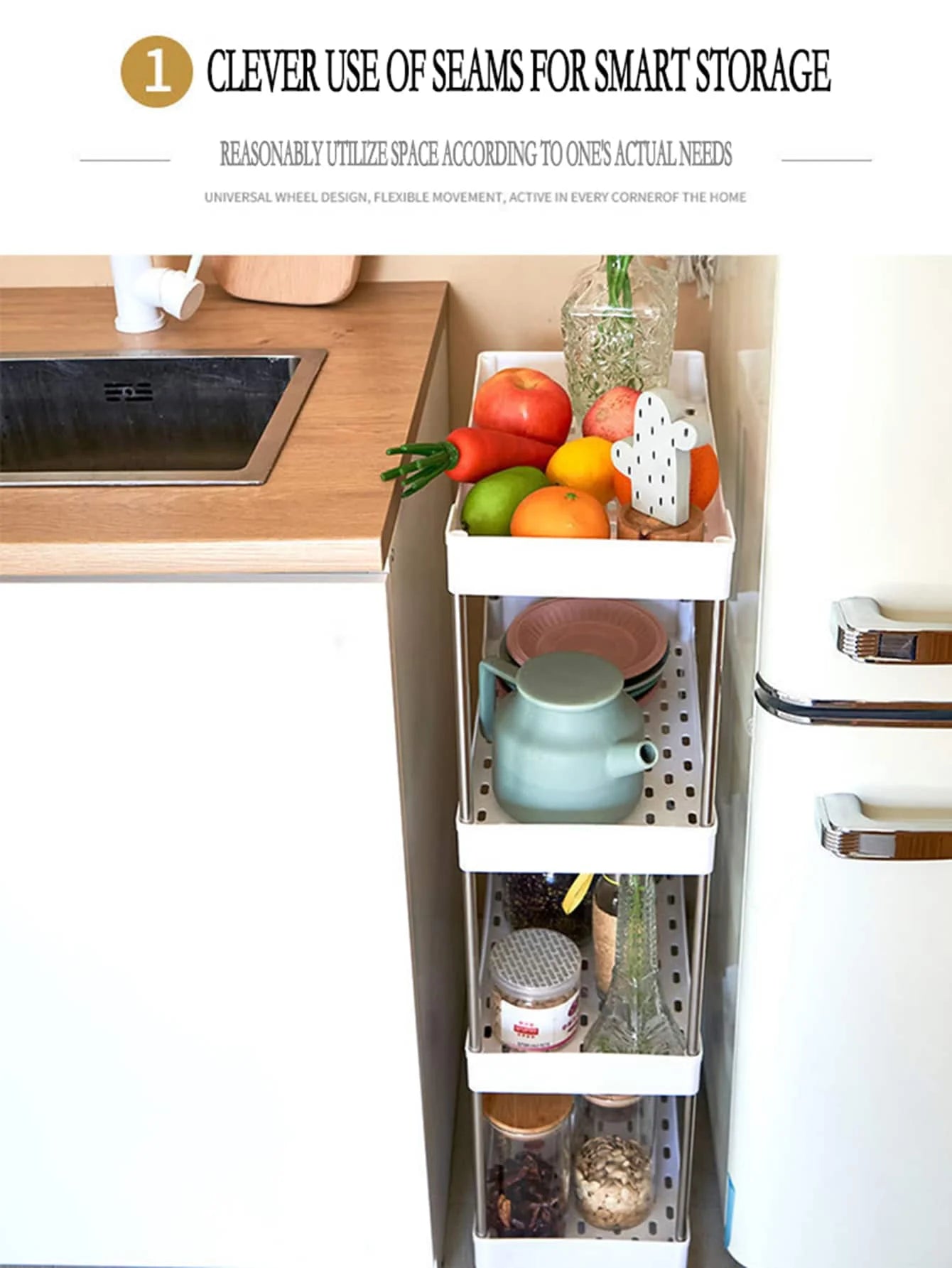 ELMAS 1pcs 3/4 Tier Rolling Utility Cart Storage Shelf - Al Masam Stationery LLC