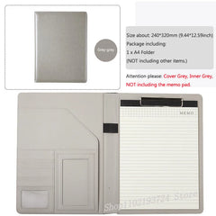 ELMAS Elegant Grey A4 Leather Portfolio Folder for Professionals