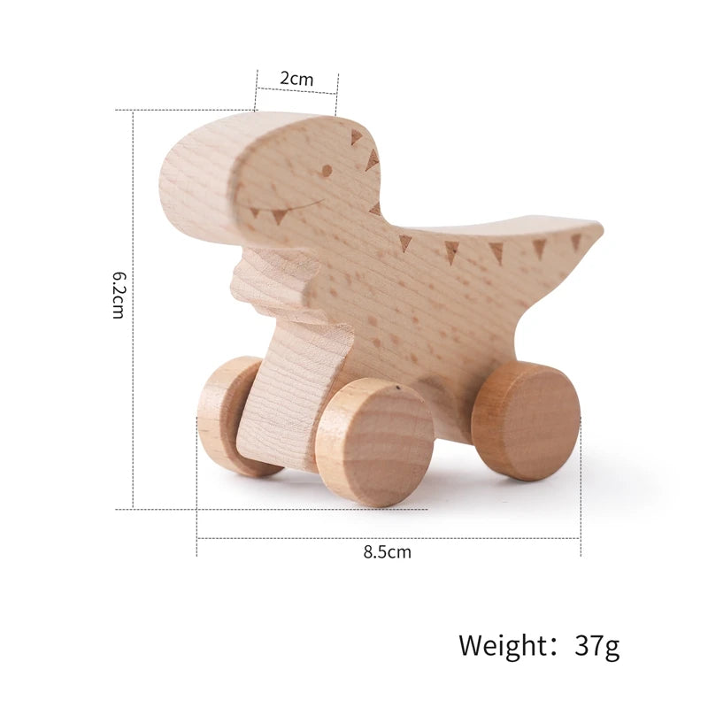 ELMAS: Baby Beech Wooden Block Dinosaur Trolley Toy - Al Masam Stationery LLC
