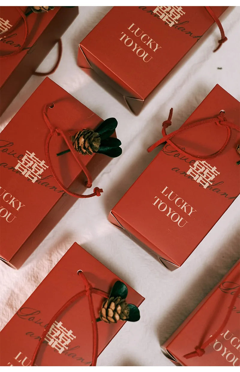 ELMAS Elegant Square Gift Bags With Artificial Flower - Al Masam Stationery LLC