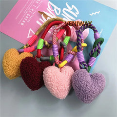 ELMAS Heart Plush Keychain with Colorful Lanyard