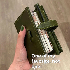 ELMAS Chic Green Leather Pocket Notebook for Students