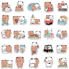 ELMAS 50pcs Bubu and Dudu Cute Bear DIY Stickers