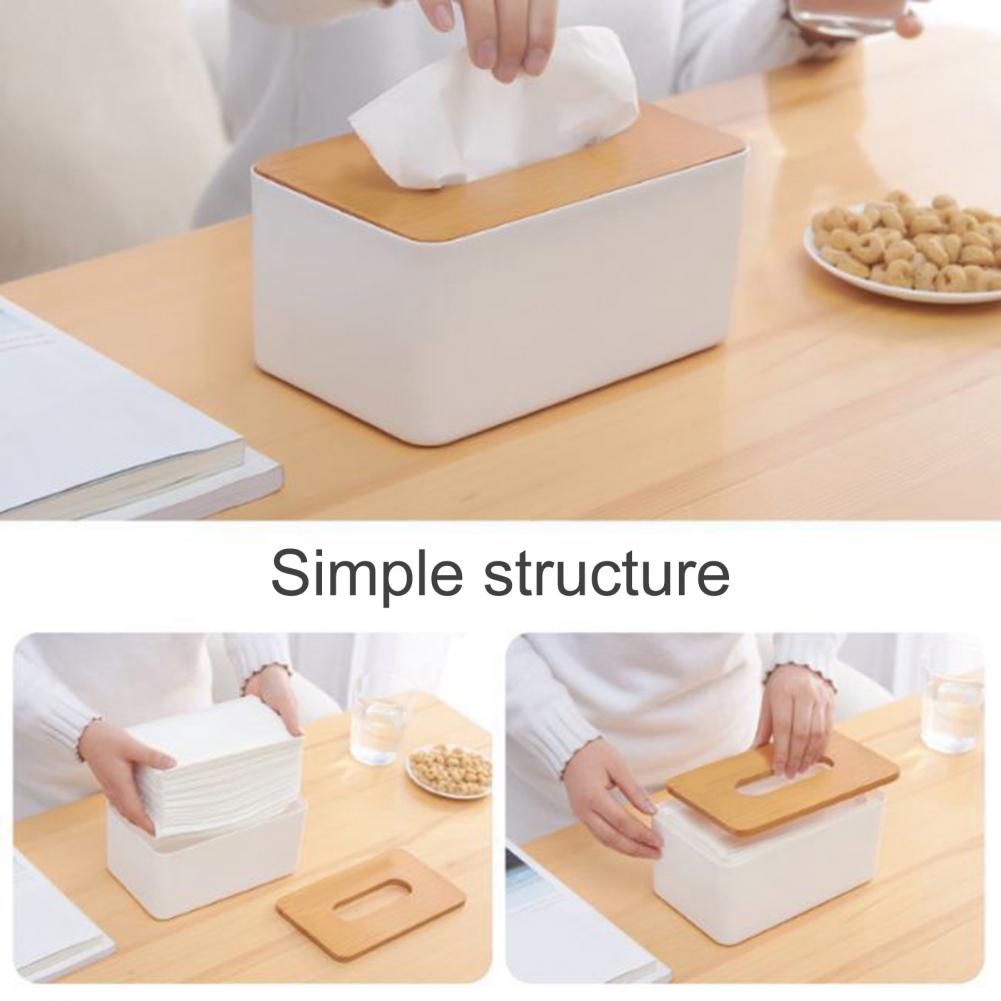 ELMAS Modern Tissue Box with Wooden Lid for Home & Car - Al Masam Stationery LLC