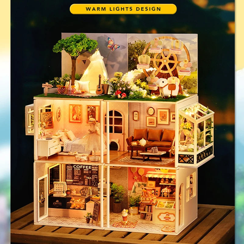 ELMAS Enchanted Dollhouse Kit with LED Lights & Furniture - Al Masam Stationery LLC