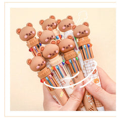 ELMAS Kawaii Teddy Bear Multi-Color Press Pen Set