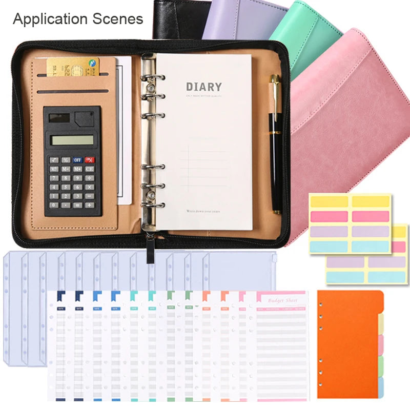 ELMAS Stylish A6 Leather Binder Planner with Calculator - Al Masam Stationery LLC