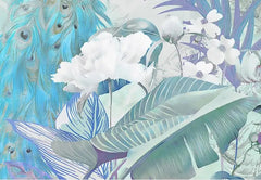 ELMAS Custom Peacock Flowers Birds Wallpaper Mural - Al Masam Stationery LLC