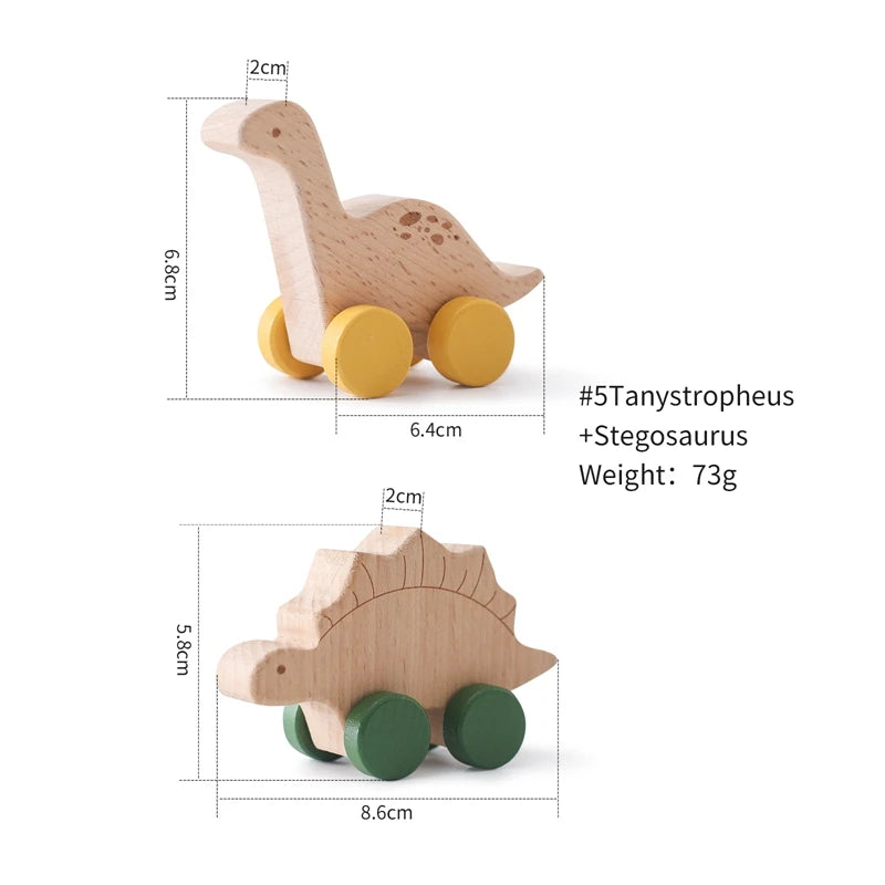 ELMAS: Baby Beech Wooden Block Dinosaur Trolley Toy - Al Masam Stationery LLC