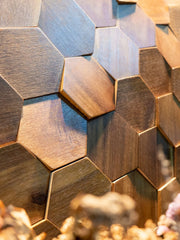 ELMAS Elegant Hexagonal Black Walnut Wall Panel