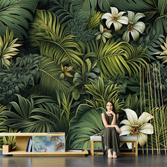 ELMAS Custom Tropical Rainforest Green Plant Wallpaper - Al Masam Stationery LLC