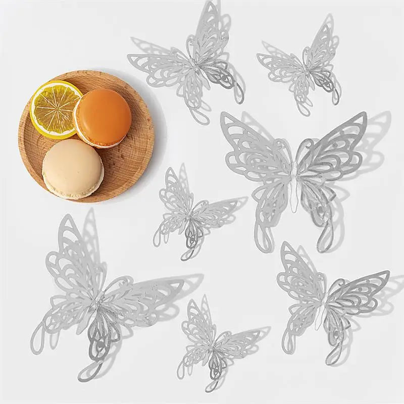 ELMAS 12pcs 3D Hollow Butterflies Wall Stickers DIY - Al Masam Stationery LLC