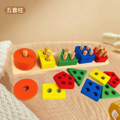 ELMAS Montessori Wooden Sorting Stacking Puzzle for Kids