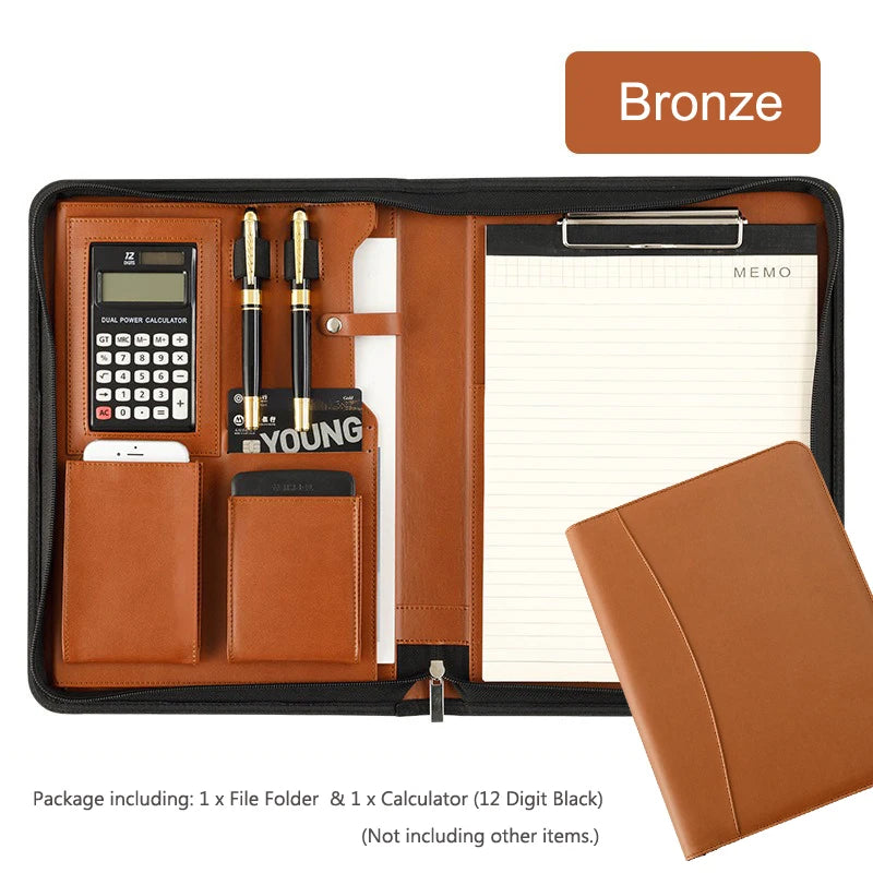 ELMAS Executive Leather A4 Portfolio Organizer Folder - Al Masam Stationery LLC