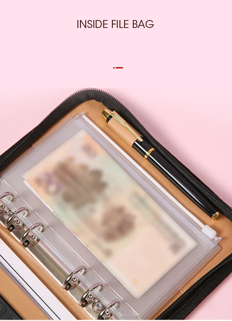 ELMAS Stylish A6 Leather Binder Planner with Calculator - Al Masam Stationery LLC