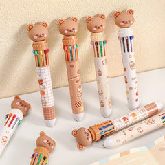 ELMAS Kawaii Teddy Bear Multi-Color Press Pen Set