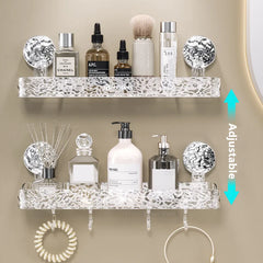 ELMAS Stylish Suction Cup Shower Shelf - Punch-Free Organizer - Al Masam Stationery LLC