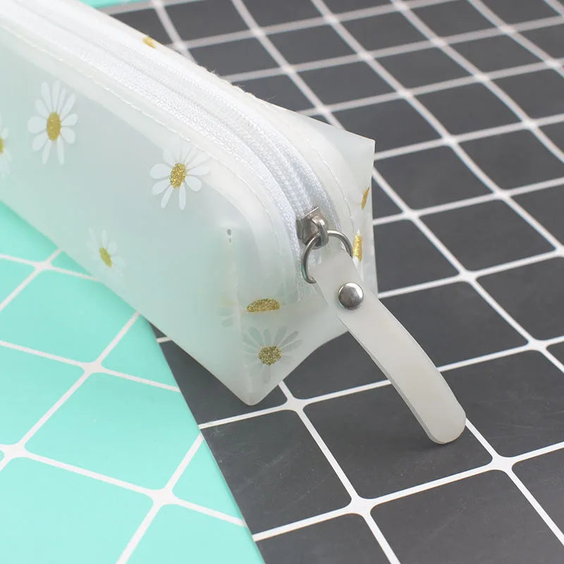 ELMAS Kawaii Daisy Transparent Pencil Case for Students - Al Masam Stationery LLC