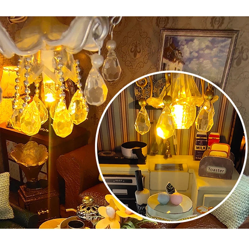 ELMAS Enchanting 3D Wooden Dollhouse Kit with Lights - Al Masam Stationery LLC