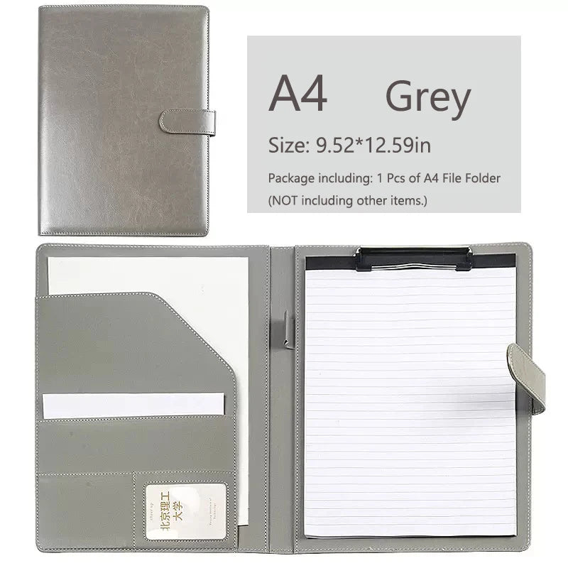 ELMAS Executive Black Leather Padfolio Organizer - Al Masam Stationery LLC