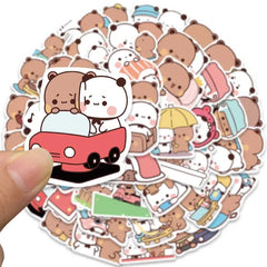 ELMAS 50pcs Bubu and Dudu Cute Bear DIY Stickers