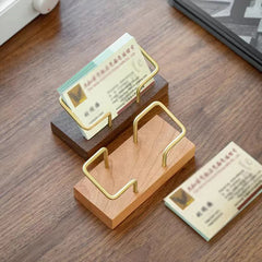 ELMAS Elegant Wooden Business Card Organizer Stand