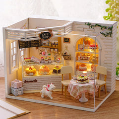 ELMAS Creative Kitten Mini Wooden Dollhouse Building Kit